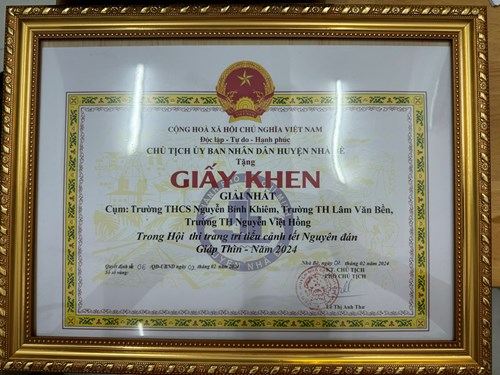 Cụm Trường THCS Nguyễn Bỉnh Khiêm, TH Lâm Văn Bền, TH Nguyễn Việt Hồng đạt Giải Nhất Hội thi trang trí tiểu cảnh tết Nguyên đán Giáp Thìn năm 2024